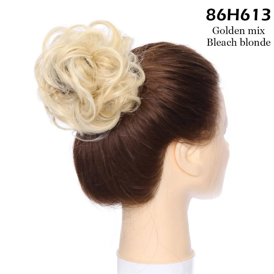 S-noilite Synthetic Elastic Band With Hair Curly Chignon Hair Women Drawstring Ponytail Hairpieces Black Brown Blonde Hairpiece