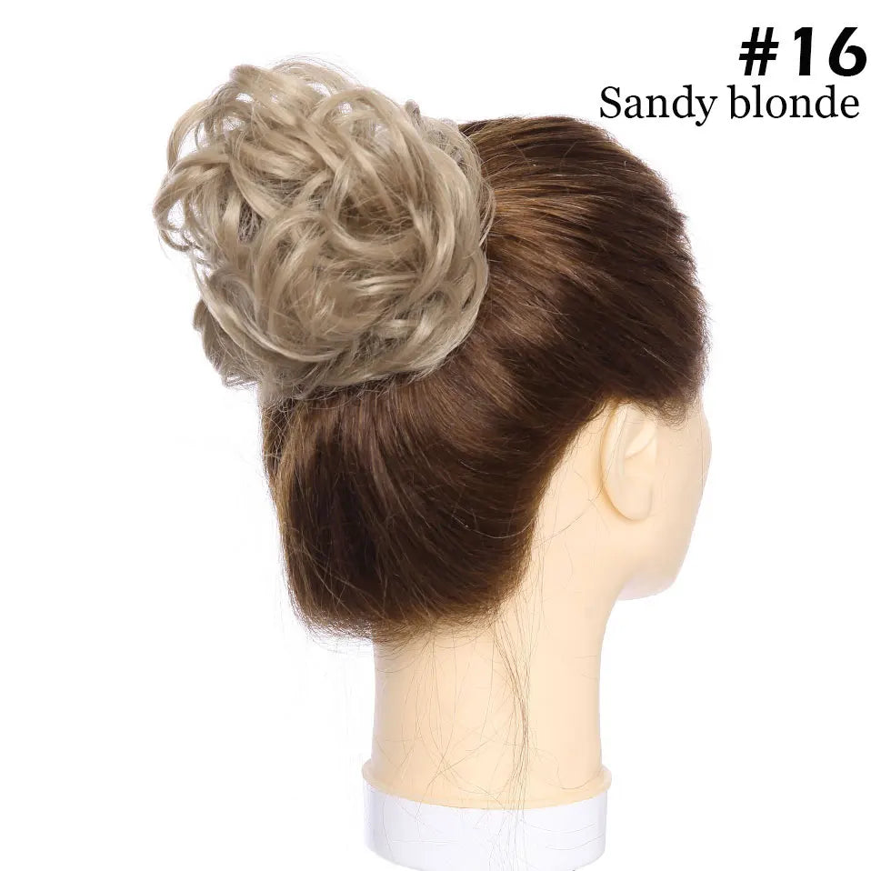 S-noilite Synthetic Elastic Band With Hair Curly Chignon Hair Women Drawstring Ponytail Hairpieces Black Brown Blonde Hairpiece