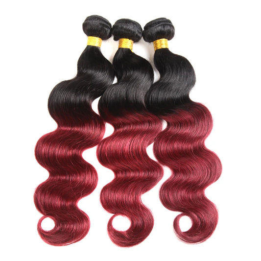 Wholesale High Grade T1B/99J Color 100% Remy Brazilian Virgin Human Hair Bundles Weave Body Wave Extensions