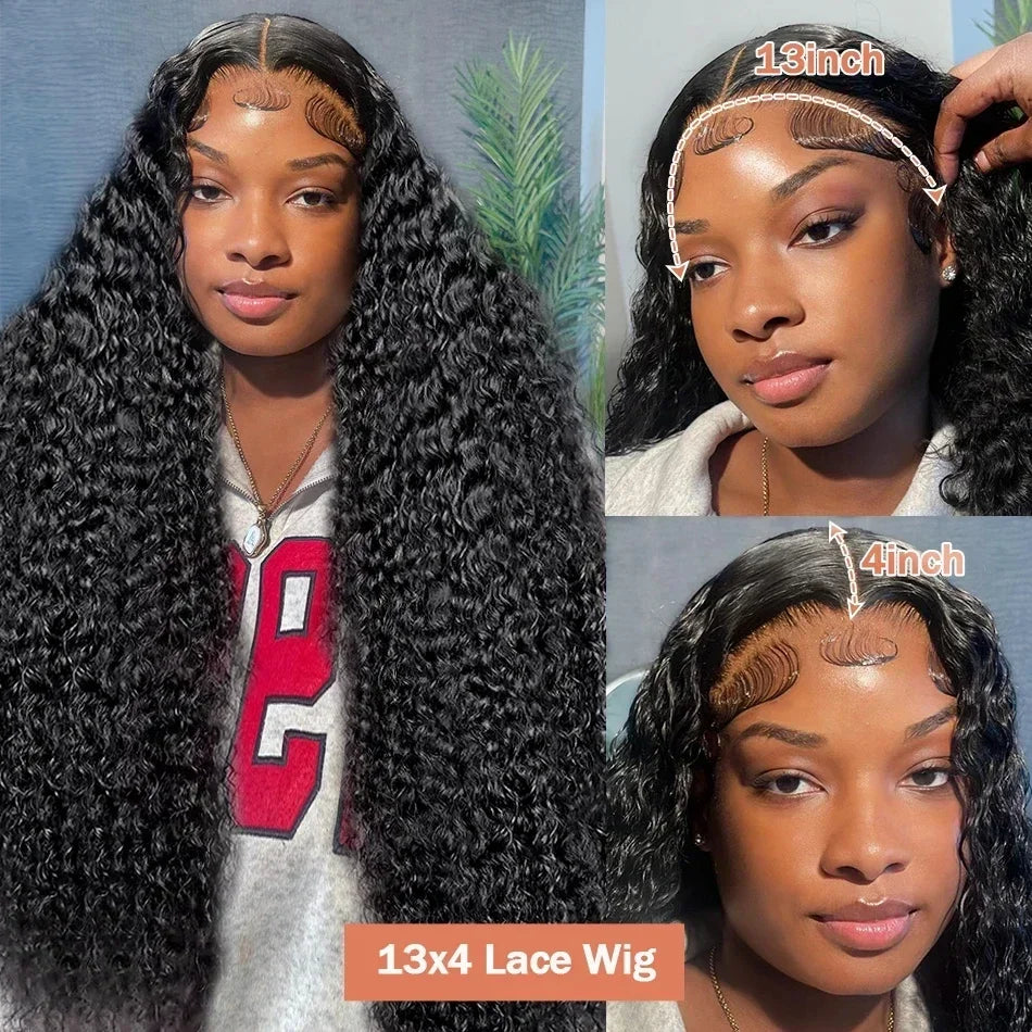 Human Hair13x4 Transparent Lace Full Frontal Wigs 100% Natural Human Hair 32 34 36 Inch  Raw Hair