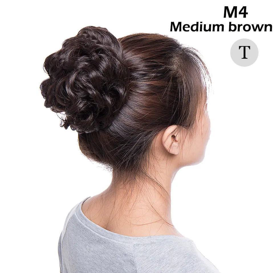 S-noilite Synthetic Elastic Band With Hair Curly Chignon Hair Women Drawstring Ponytail Hairpieces Black Brown Blonde Hairpiece
