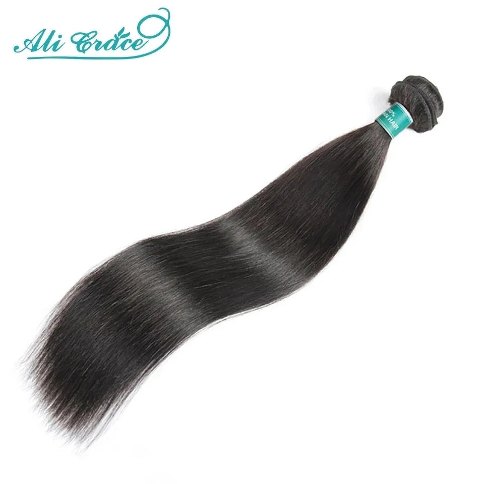 ALI GRACE Hair Straight Human Hair Bundles 1/3/4 Pcs Brazilian Straight Hair Bundles 28 30 32 Inch Remy Hair Weave Natural Color