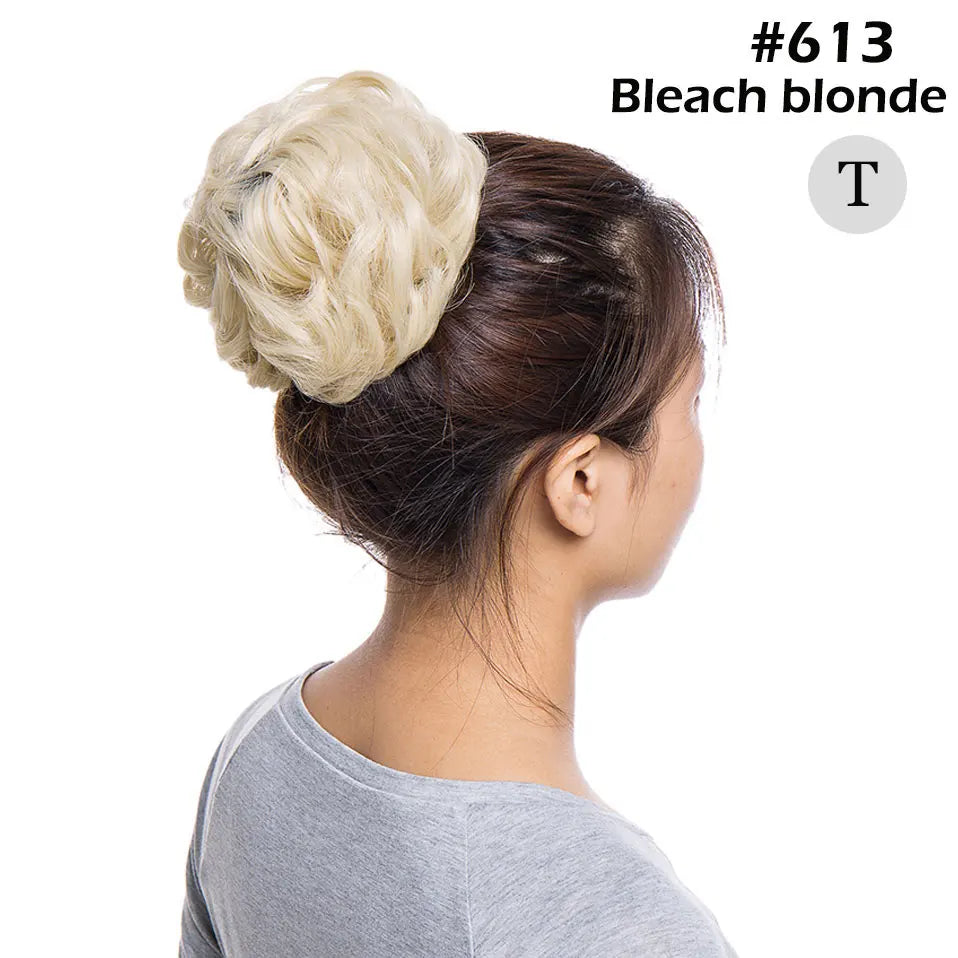 S-noilite Synthetic Elastic Band With Hair Curly Chignon Hair Women Drawstring Ponytail Hairpieces Black Brown Blonde Hairpiece