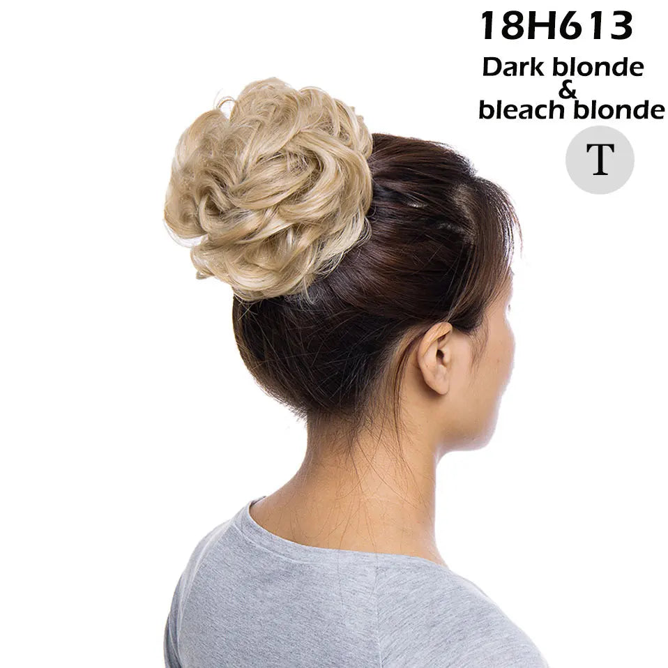 S-noilite Synthetic Elastic Band With Hair Curly Chignon Hair Women Drawstring Ponytail Hairpieces Black Brown Blonde Hairpiece