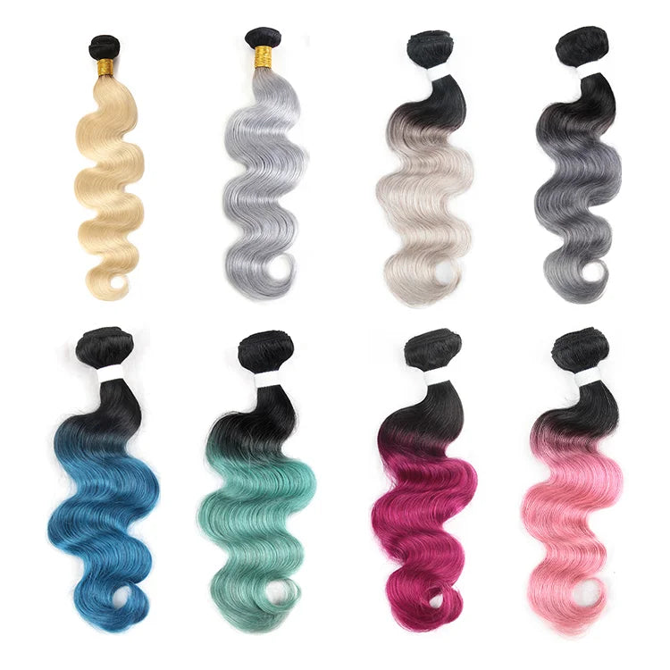 Wholesale High Grade T1B/99J Color 100% Remy Brazilian Virgin Human Hair Bundles Weave Body Wave Extensions