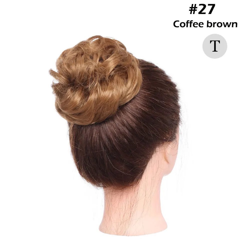 S-noilite Synthetic Elastic Band With Hair Curly Chignon Hair Women Drawstring Ponytail Hairpieces Black Brown Blonde Hairpiece