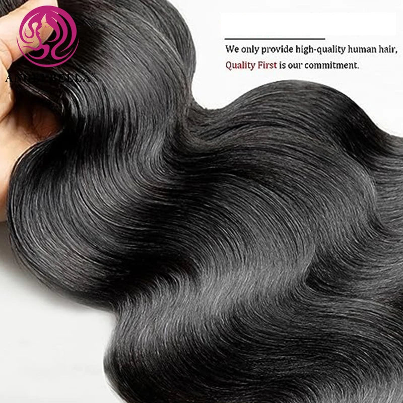Angelbella 12 a Grade Hair Bundles Natural Black 30 Inch Body Wave Bundle 100 Raw Bermese Curly Hair Bundles