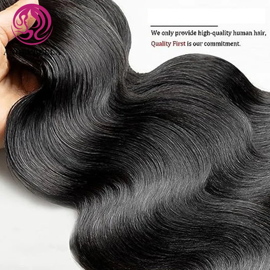 Angelbella 12 a Grade Hair Bundles Natural Black 30 Inch Body Wave Bundle 100 Raw Bermese Curly Hair Bundles