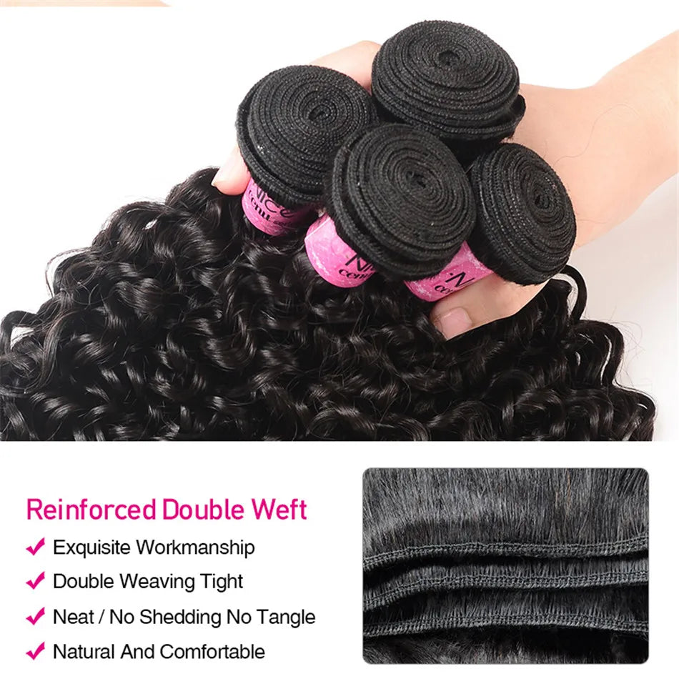 UNice Hair Curly Weave 100% Human Hair Bundles Remy Hair 8-26 Inch Brazilian Hair Bundles Natural Color 10A 1/3/4 Bundles Deal