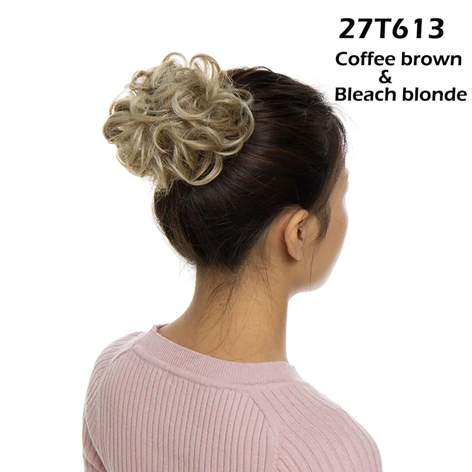 S-noilite Synthetic Elastic Band With Hair Curly Chignon Hair Women Drawstring Ponytail Hairpieces Black Brown Blonde Hairpiece