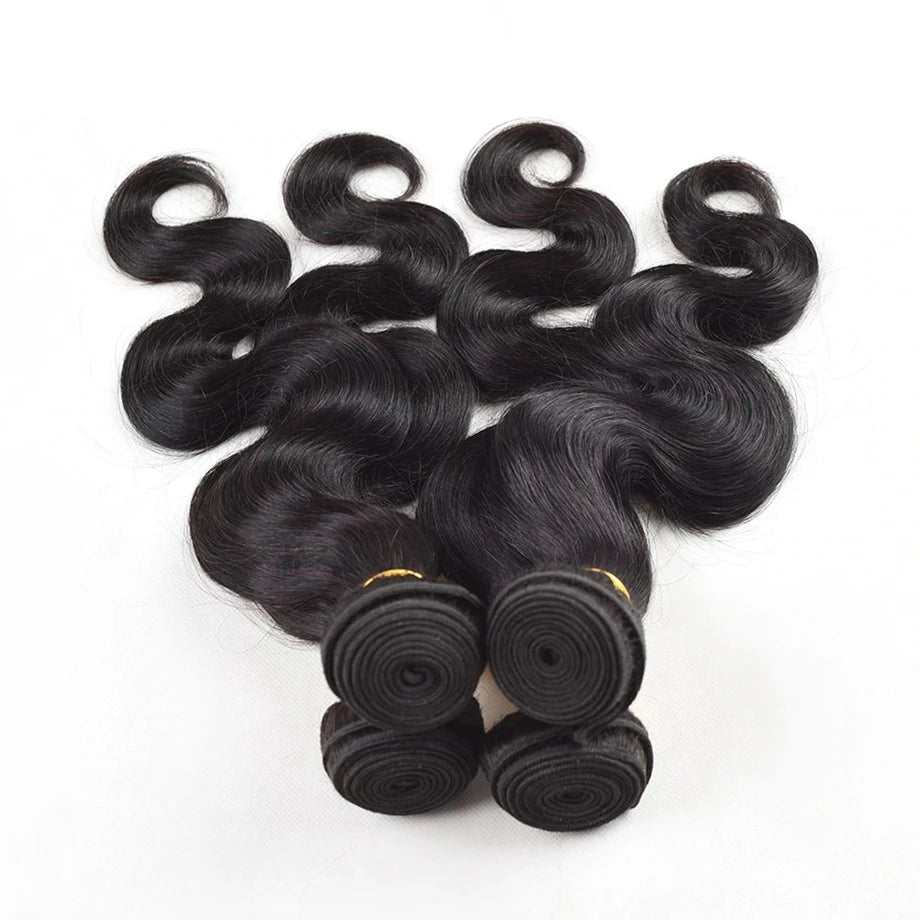30 32 Inch Body Wave 3 4 Bundles Brazilian Unprocessed Human Hair Bundles 100% Loose Wavy Doule Drawn Bundles Weave Extensions
