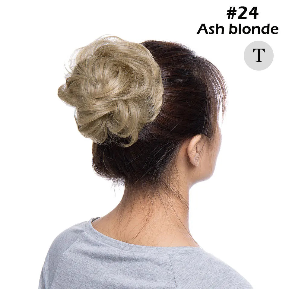 S-noilite Synthetic Elastic Band With Hair Curly Chignon Hair Women Drawstring Ponytail Hairpieces Black Brown Blonde Hairpiece