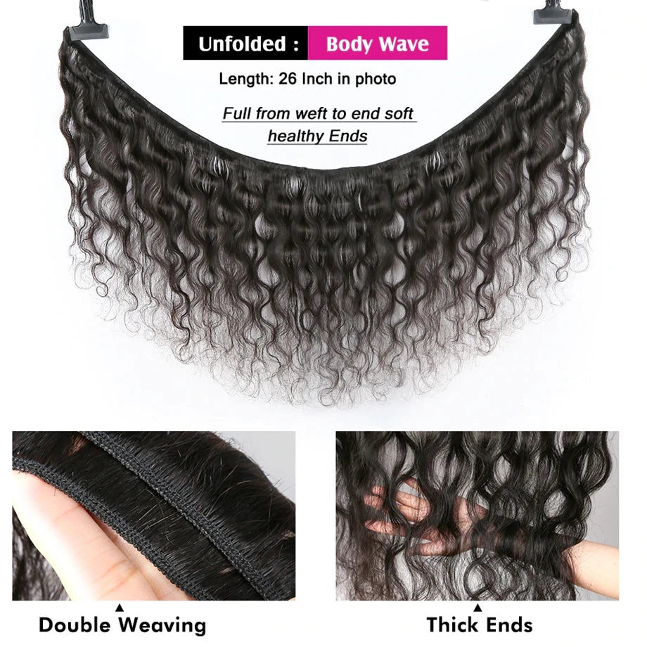30 32 Inch Body Wave 3 4 Bundles Brazilian Unprocessed Human Hair Bundles 100% Loose Wavy Doule Drawn Bundles Weave Extensions