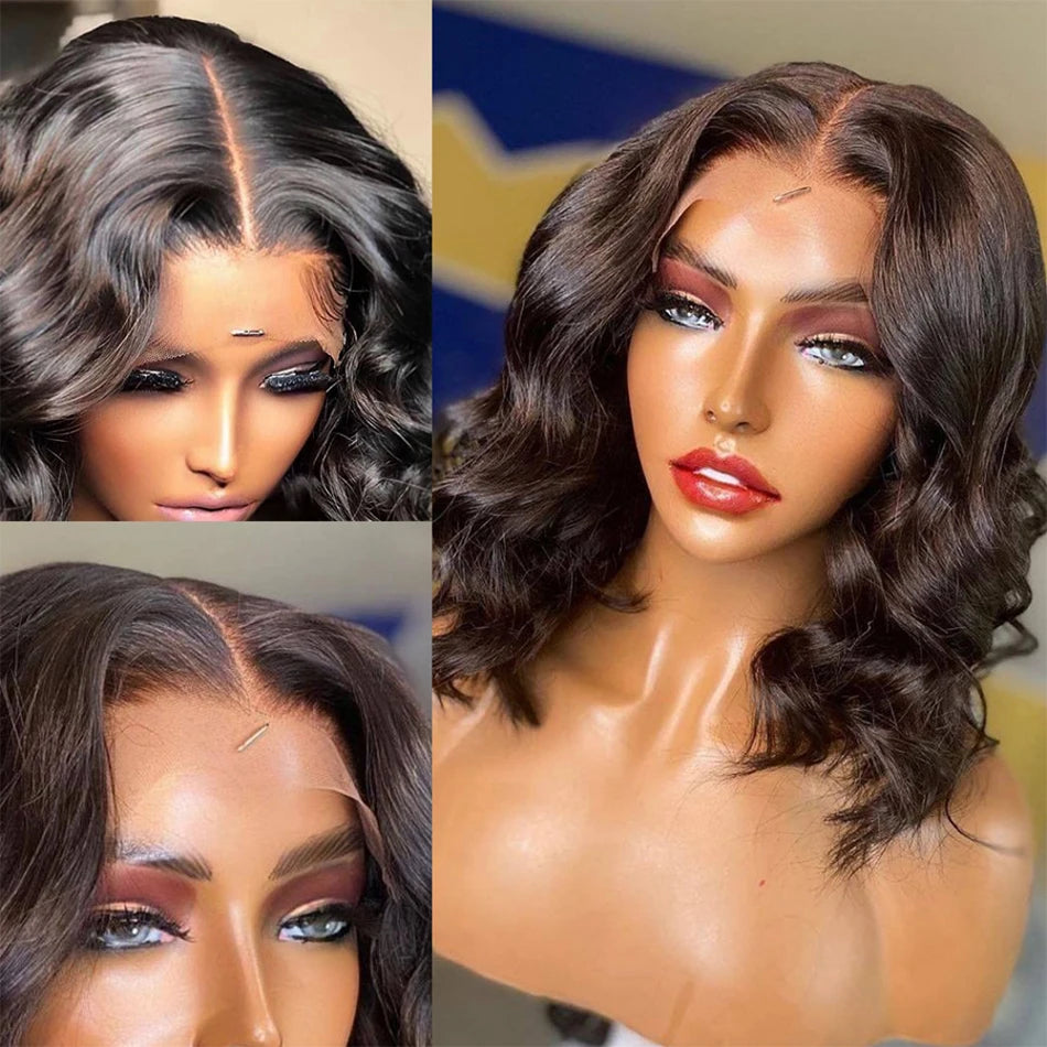 12A Short Bob Wig Loose Body Wave Wig 13x4 HD Transparents Lace Front Human Hair Wigs for Women Glueless Wigs Lace Frontal Wig