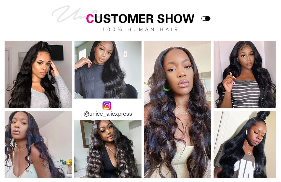 UNice Hair 30 inch Body Wave Bundles Peruvian Hair Bundles 100% Human Hair Extension Virgin Hair Weave Natural Color 1/3/4 Piece