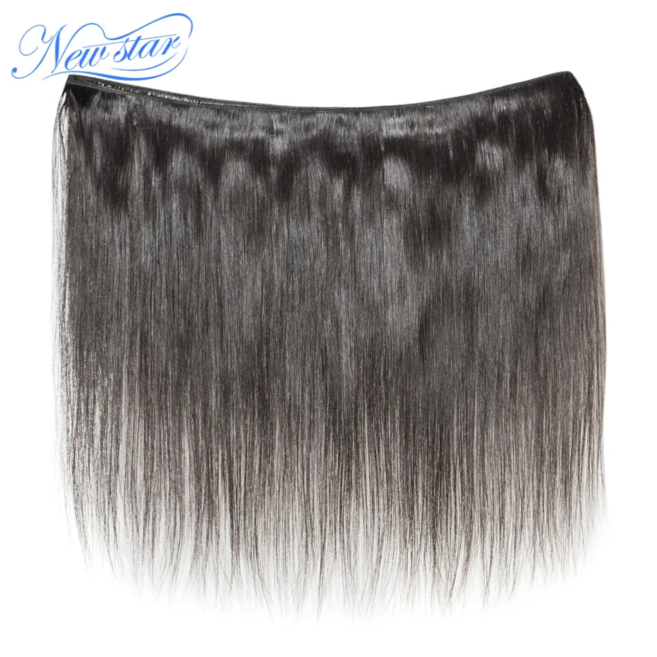 10A Straight Hair With HD 5x5 Lace Closure New Star Cuticle Aligned Brazilian Virgin Hair Bundles & Transparent 5x5 Lace Closure