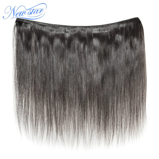 10A Straight Hair With HD 5x5 Lace Closure New Star Cuticle Aligned Brazilian Virgin Hair Bundles & Transparent 5x5 Lace Closure