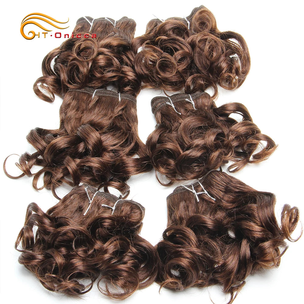 Curly Human Hair Bundles 100% Human Hair Bundles Brazilian Hair Weave Bundles 6 Pcs/Lot Color 1B/2/4/30/33/99J Curly Hair