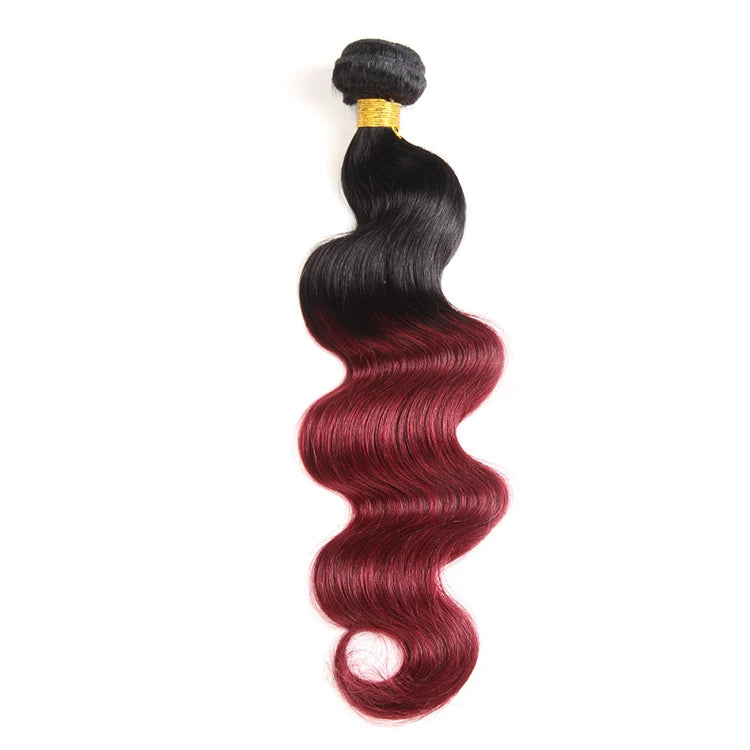 Wholesale High Grade T1B/99J Color 100% Remy Brazilian Virgin Human Hair Bundles Weave Body Wave Extensions