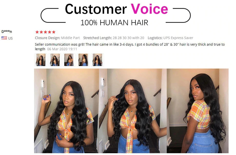 30 32 Inch Body Wave 3 4 Bundles Brazilian Unprocessed Human Hair Bundles 100% Loose Wavy Doule Drawn Bundles Weave Extensions