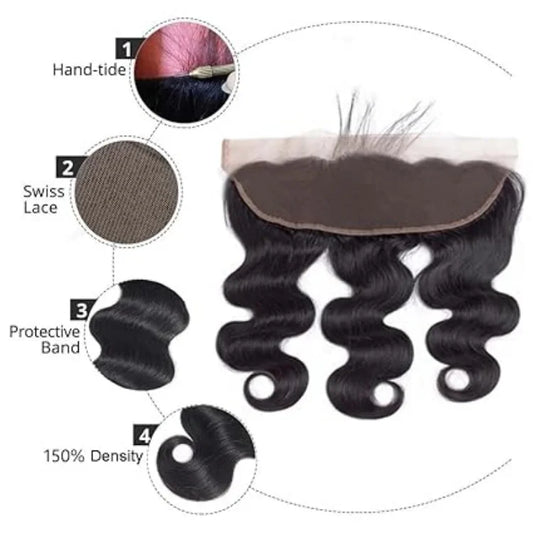 Cheap 13x4 HD Lace Frontal Closure 100% Brazilian Virgin Human Hair Body Wave Transparent Lace Pre \Plucked with Baby Hair