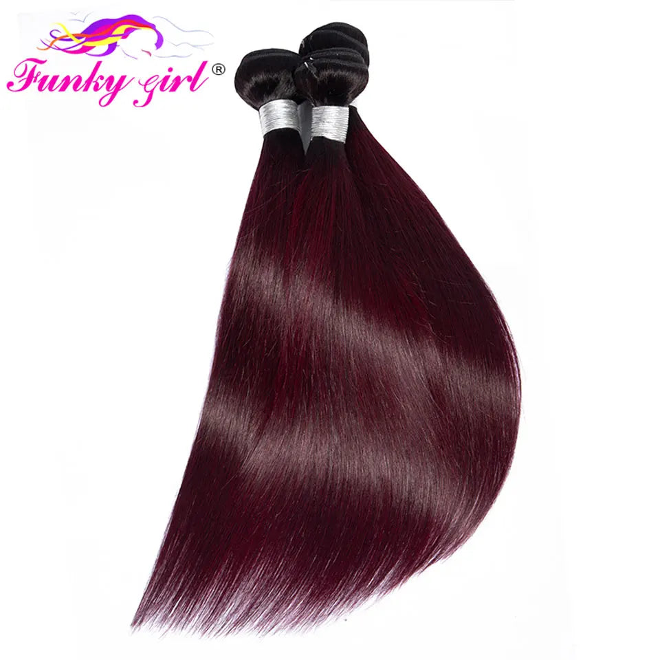 1B/99J Burgundy Straight Bundlse 4x4 Lace Closure Human Hair Bundles With 4x4 Closure Brazilian Hair Weave Bundles With Closure