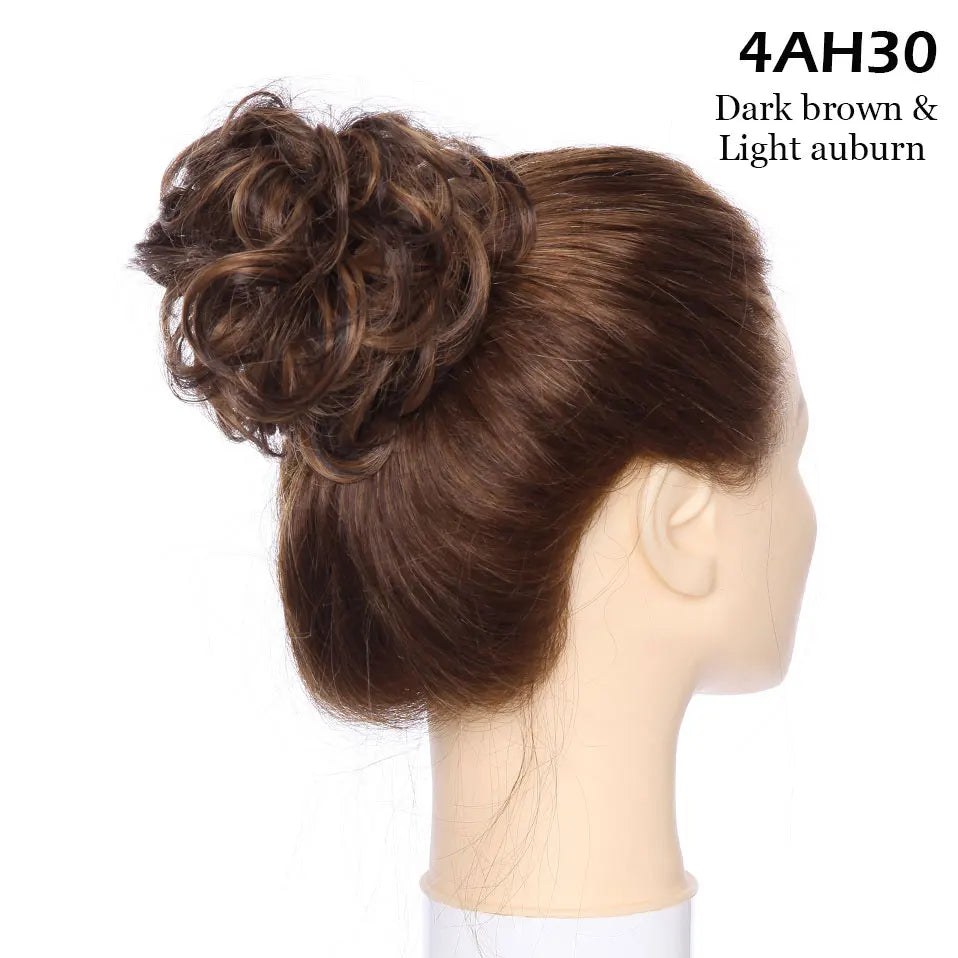 S-noilite Synthetic Elastic Band With Hair Curly Chignon Hair Women Drawstring Ponytail Hairpieces Black Brown Blonde Hairpiece