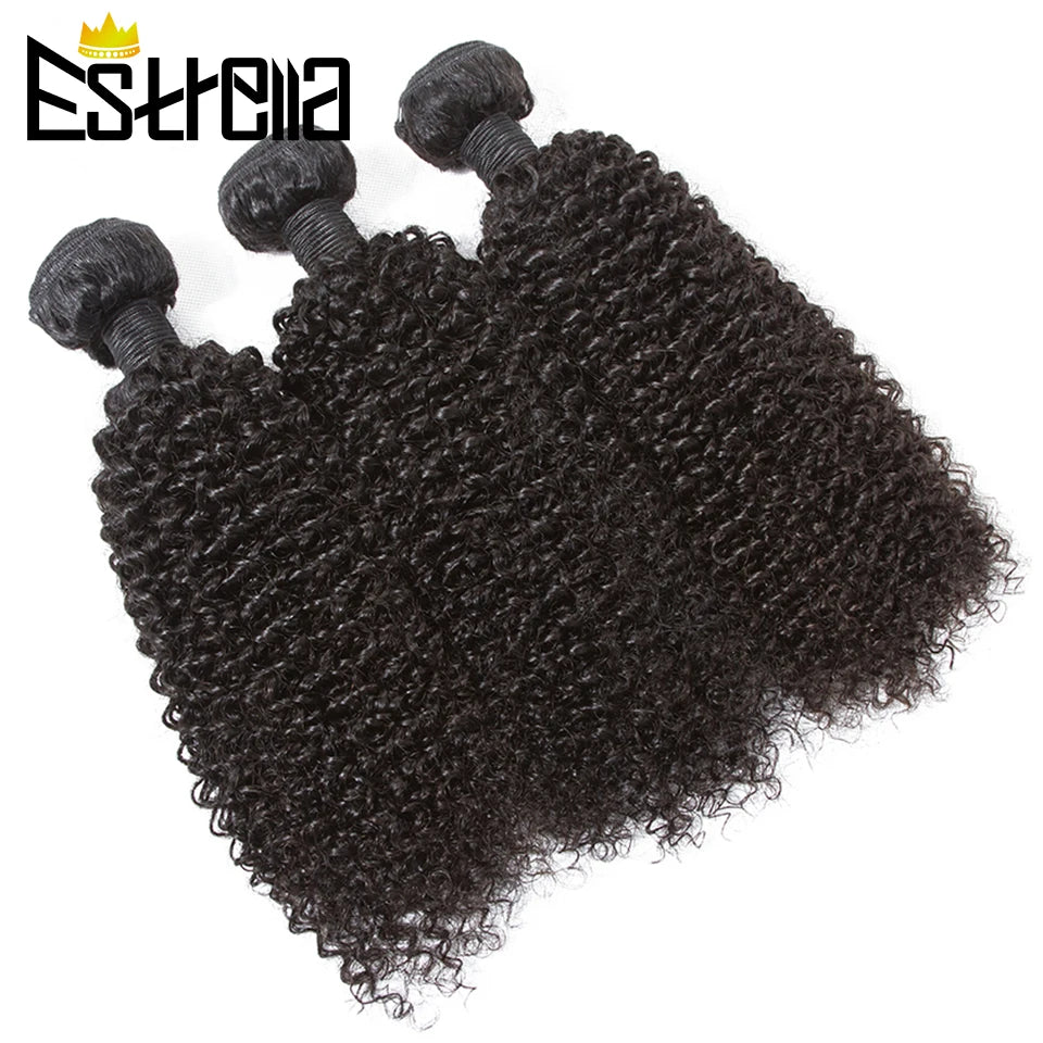 Brazilian Kinky Curly Human Hair Bundles 1/3/4 Pcs Remy Human Hair Weave Kinky Curly Bundles Natural Color 8"-28"Hair Extensions