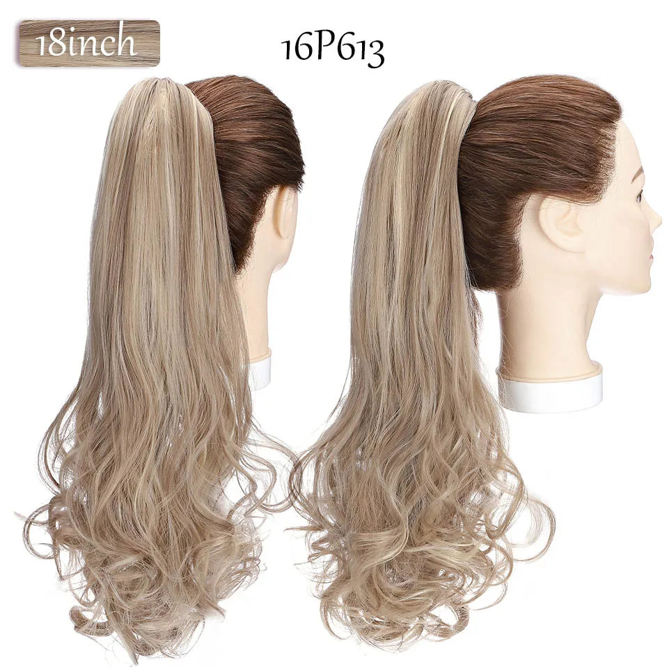 S-noilite Synthetic 18-26inch Claw Clip On Ponytail Hair Extension Ponytail Extension Hair For Women Pony Tail Hair Hairpiece