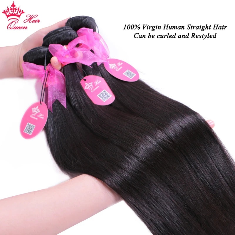 Queen Hair Raw Straight Hair 100% Human Hair Unprocessed Raw Hair Bundles Weave Extension Brazilian Hair Natural Color