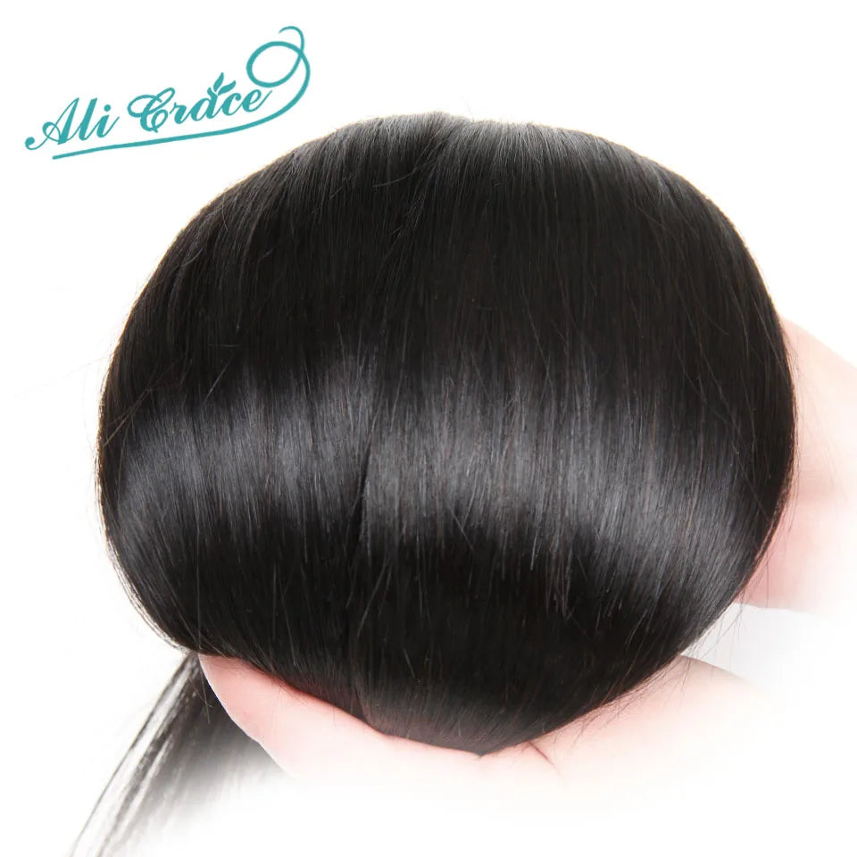ALI GRACE Hair Straight Human Hair Bundles 1/3/4 Pcs Brazilian Straight Hair Bundles 28 30 32 Inch Remy Hair Weave Natural Color