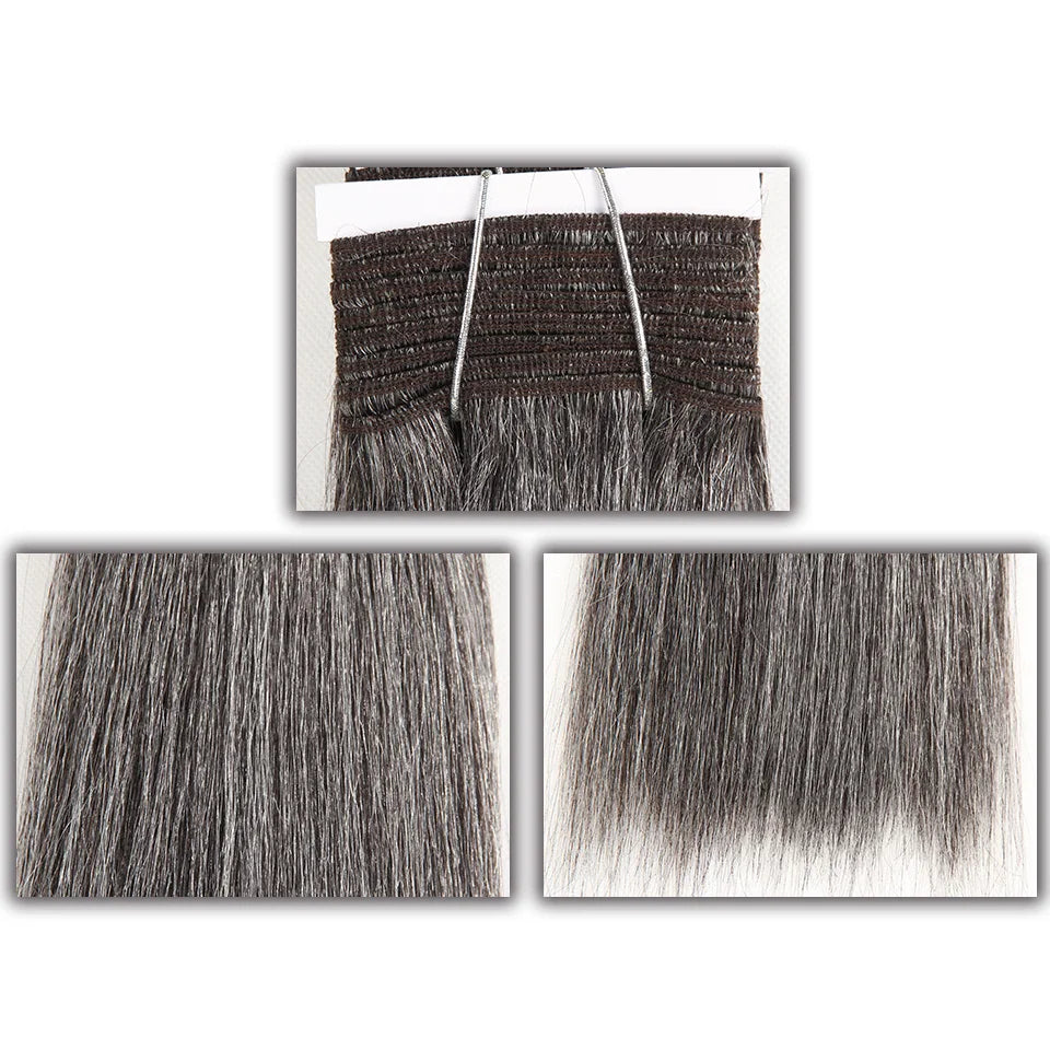 Sleek Hair Brazilian Double Drawn Remy Human Hair Weave Short Yaki Straight #44 #34 #51 #280  Piano Gray Mix Color Bundles