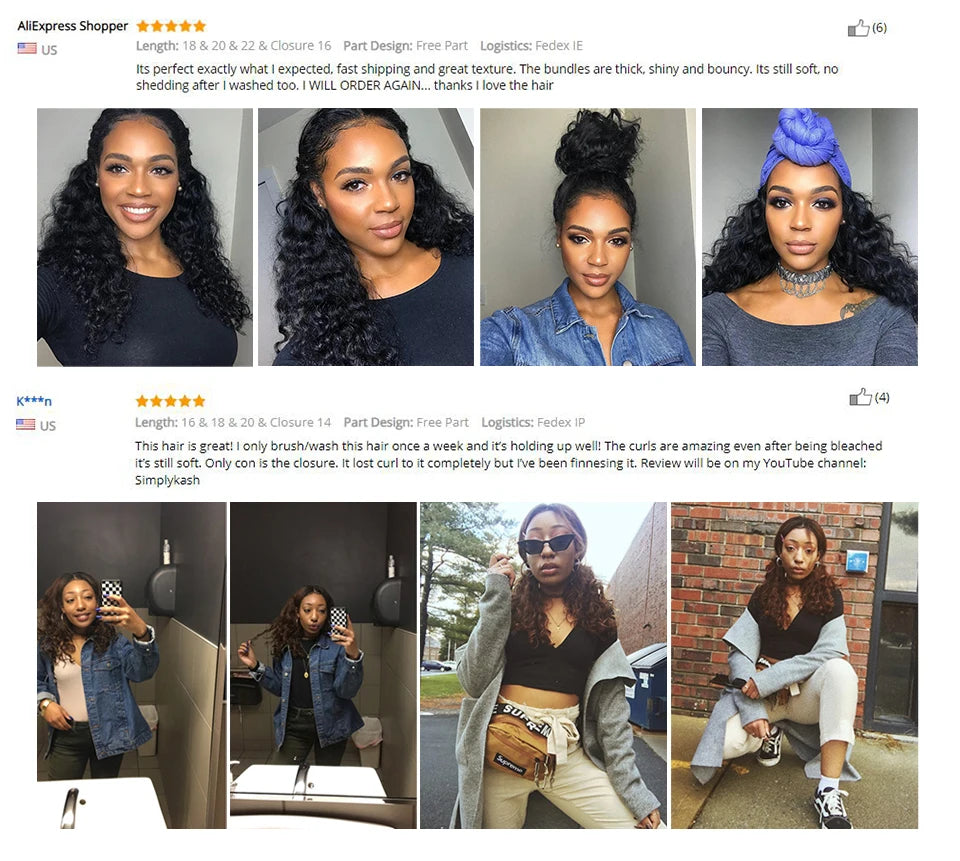 Yyong Loose Deep Wave Bundles With 6x6 Lace Closure Brazilian Remy Human Hair Bundles With Closures 3/4 Bundles With Closure
