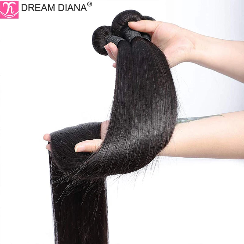 DreamDiana Peruvian Straight Hair Bundles 2 Toned Ombre Silky Straight Bundles T1B/30 Remy Bone Hair 100% Human Hair Extension