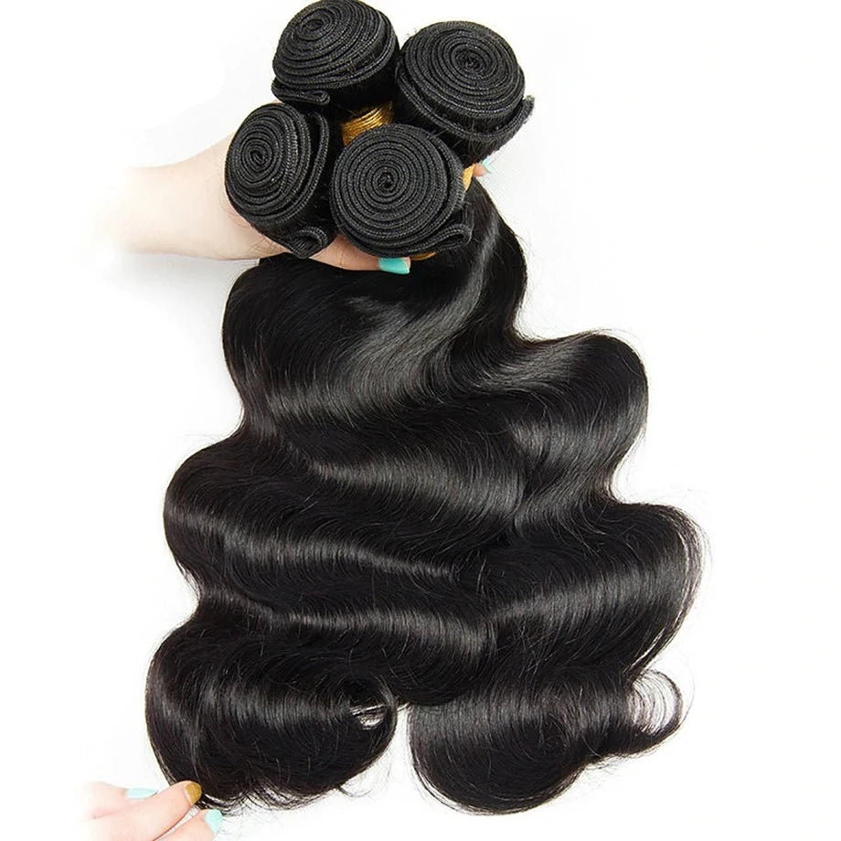 30 32 Inch Body Wave 3 4 Bundles Brazilian Unprocessed Human Hair Bundles 100% Loose Wavy Doule Drawn Bundles Weave Extensions