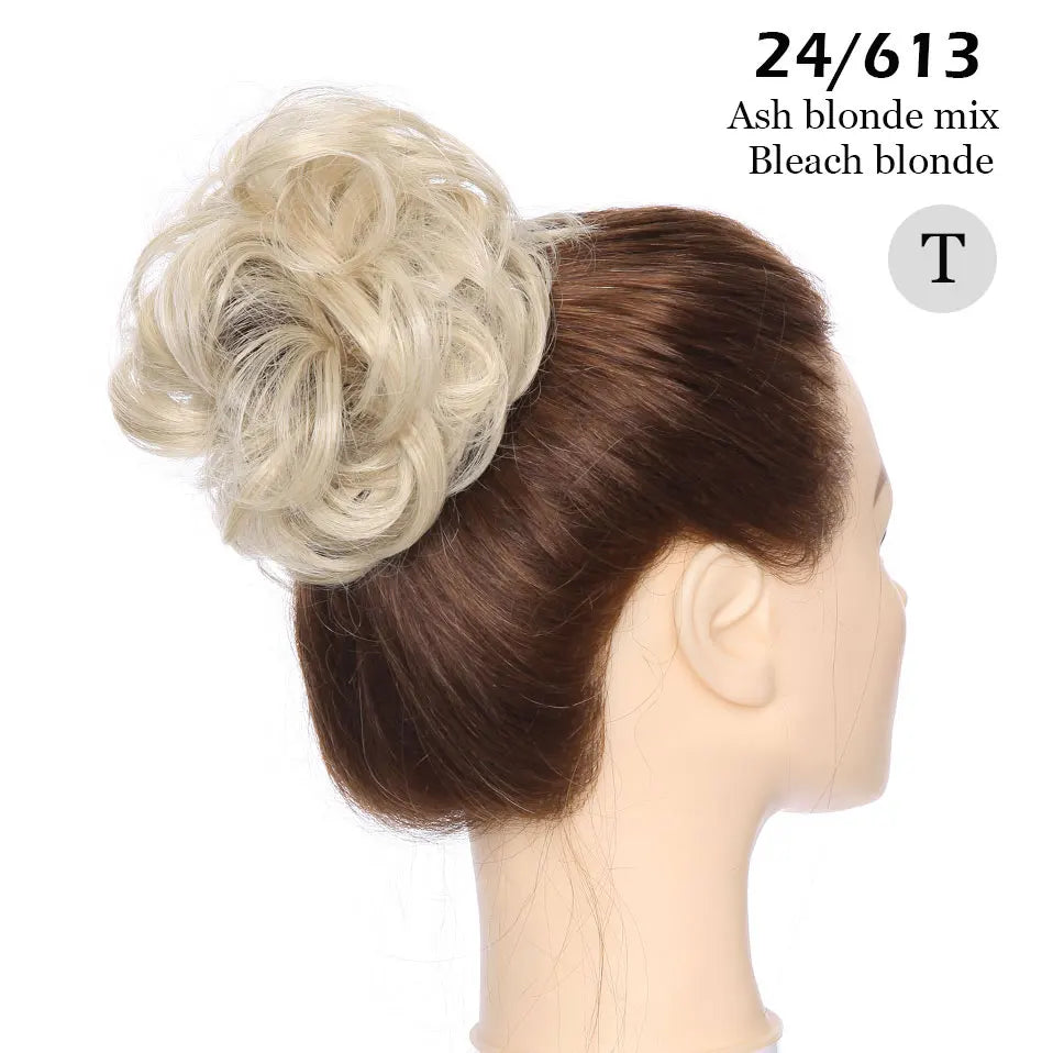 S-noilite Synthetic Elastic Band With Hair Curly Chignon Hair Women Drawstring Ponytail Hairpieces Black Brown Blonde Hairpiece