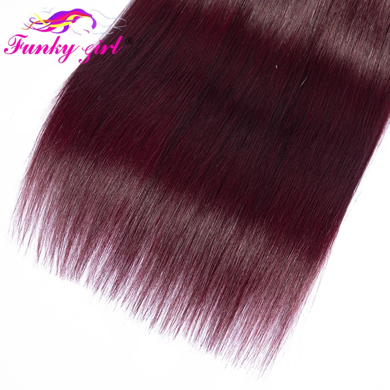 1B/99J Burgundy Straight Bundlse 4x4 Lace Closure Human Hair Bundles With 4x4 Closure Brazilian Hair Weave Bundles With Closure