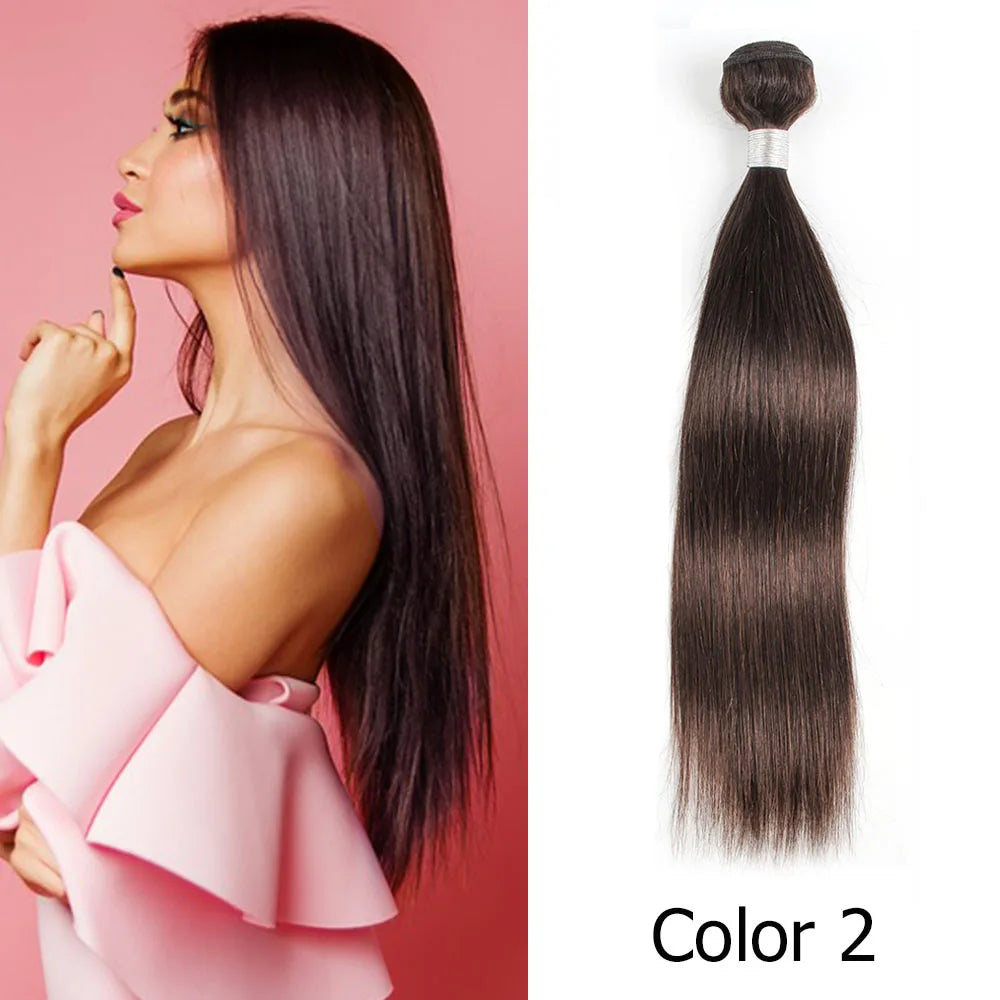 1 Bundle Black Brown Pure Colored 100% Human Hair Weave Bundles Extension 95(±5)gram Body Wave Style Remy Indian Hair Bobbi