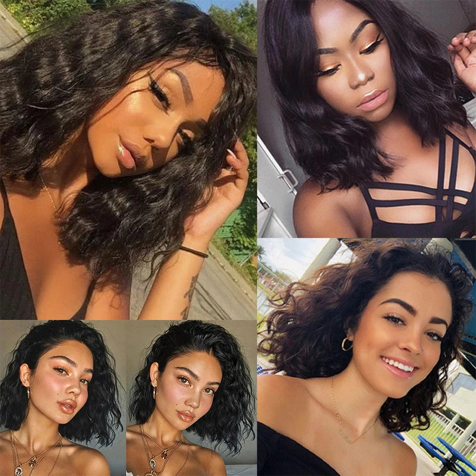 12A Short Loose Body Wave Bob Wig Brazilian Virgin Human Hair Lace Front Wigs 13X4 Transparent Body Wave Frontal Closure Wigs