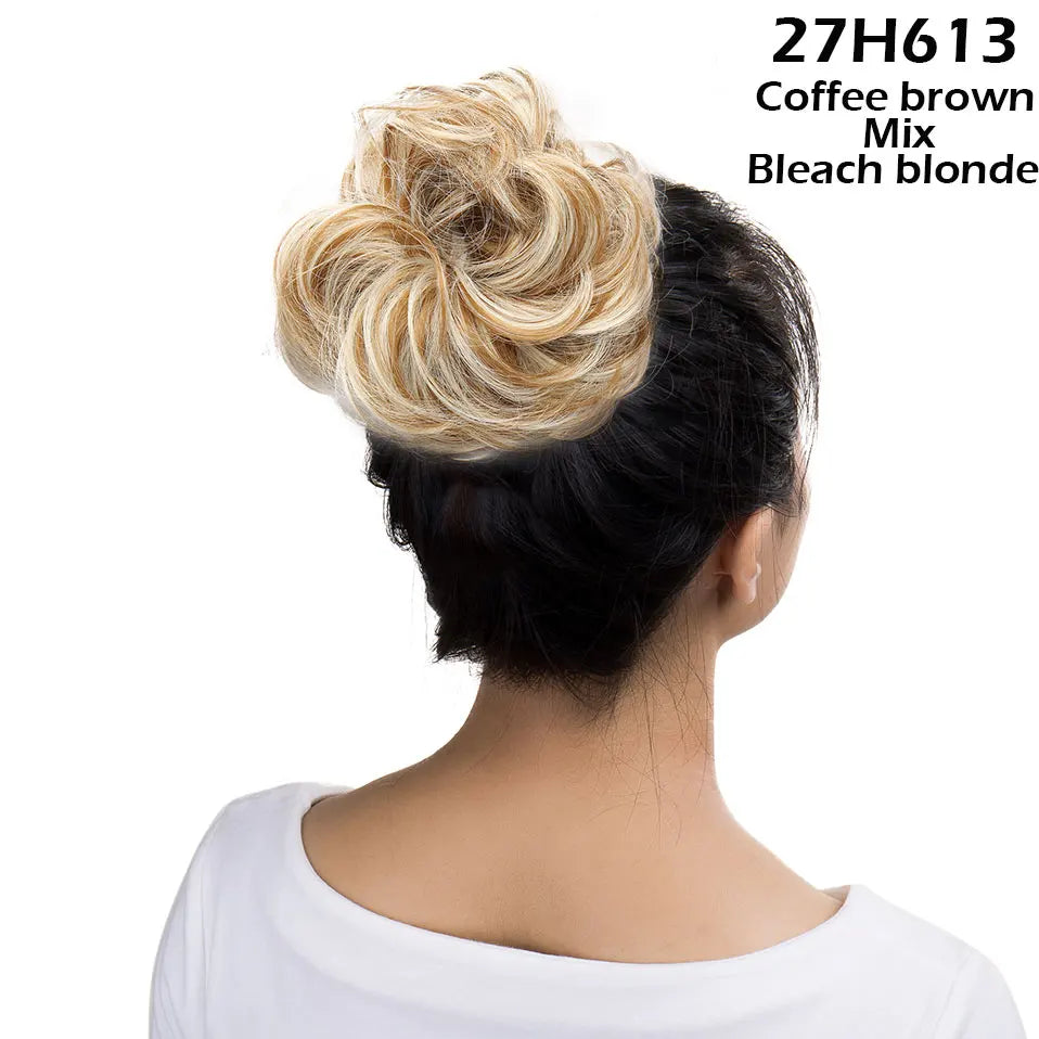 S-noilite Synthetic Elastic Band With Hair Curly Chignon Hair Women Drawstring Ponytail Hairpieces Black Brown Blonde Hairpiece