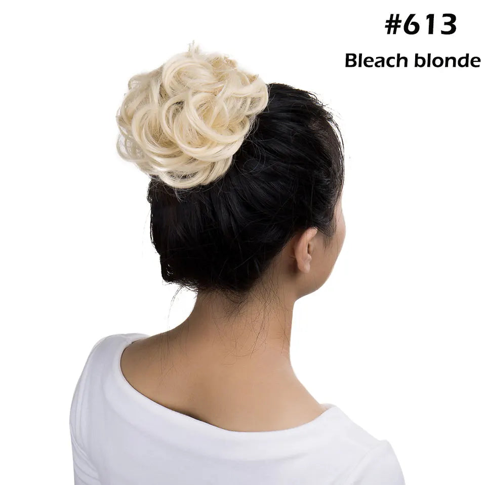 S-noilite Synthetic Elastic Band With Hair Curly Chignon Hair Women Drawstring Ponytail Hairpieces Black Brown Blonde Hairpiece