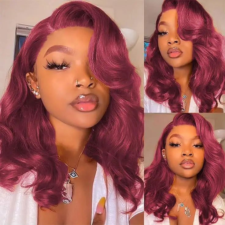 2025 New Arrival 14 Inch Natural Black Body Wave Pre-Plucked Human Hair Wig 13x4 HD Lace Front 180% Density Short Bob Wig