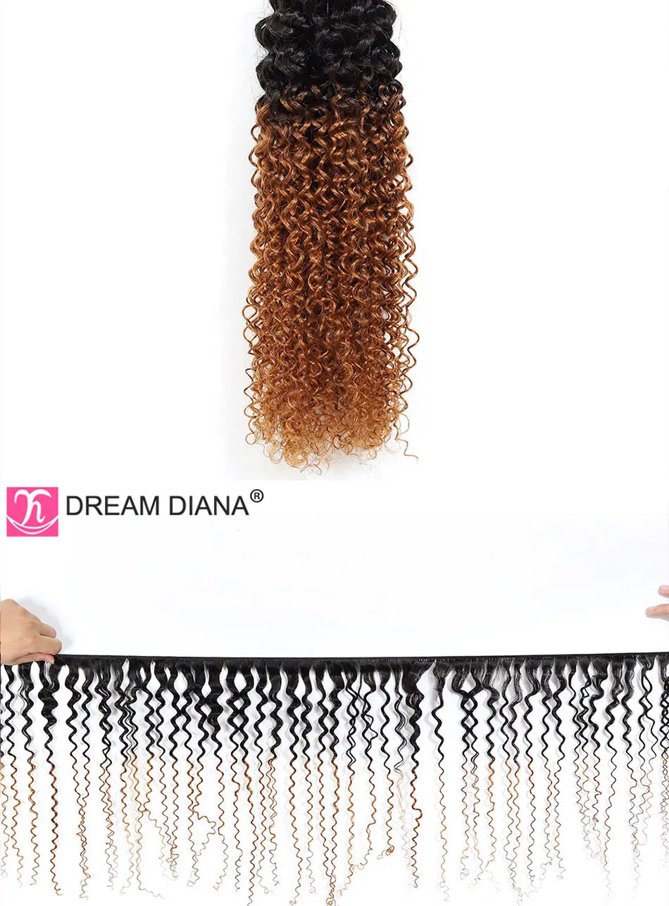 DreamDiana 10A Ombre Malaysian Hair T1B/30 10"-26" Remy Ombre Kinky Curly Hair 1/3/4 Bundles 100% Ombre Brown Human Hair Bundles