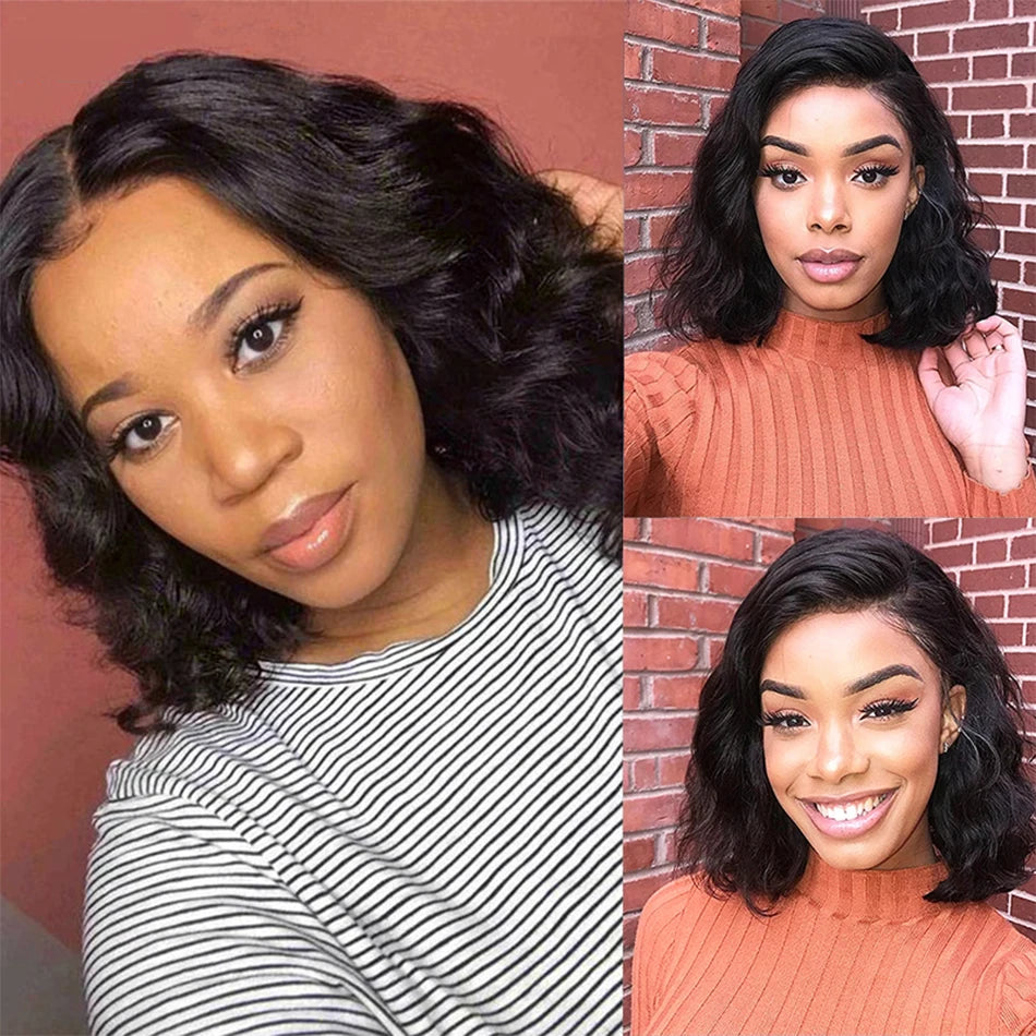12A Short Loose Body Wave Bob Wig Brazilian Virgin Human Hair Lace Front Wigs 13X4 Transparent Body Wave Frontal Closure Wigs
