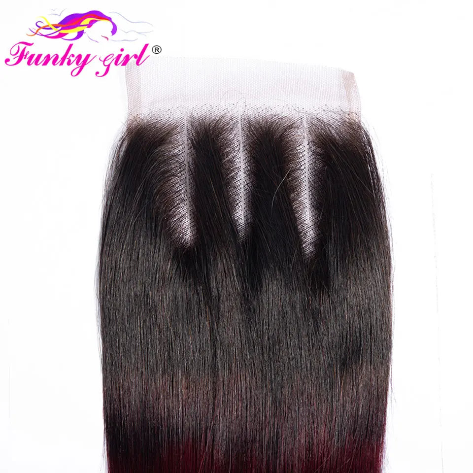 1B/99J Burgundy Straight Bundlse 4x4 Lace Closure Human Hair Bundles With 4x4 Closure Brazilian Hair Weave Bundles With Closure