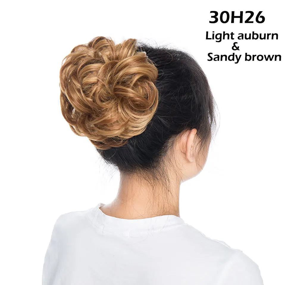 S-noilite Synthetic Elastic Band With Hair Curly Chignon Hair Women Drawstring Ponytail Hairpieces Black Brown Blonde Hairpiece