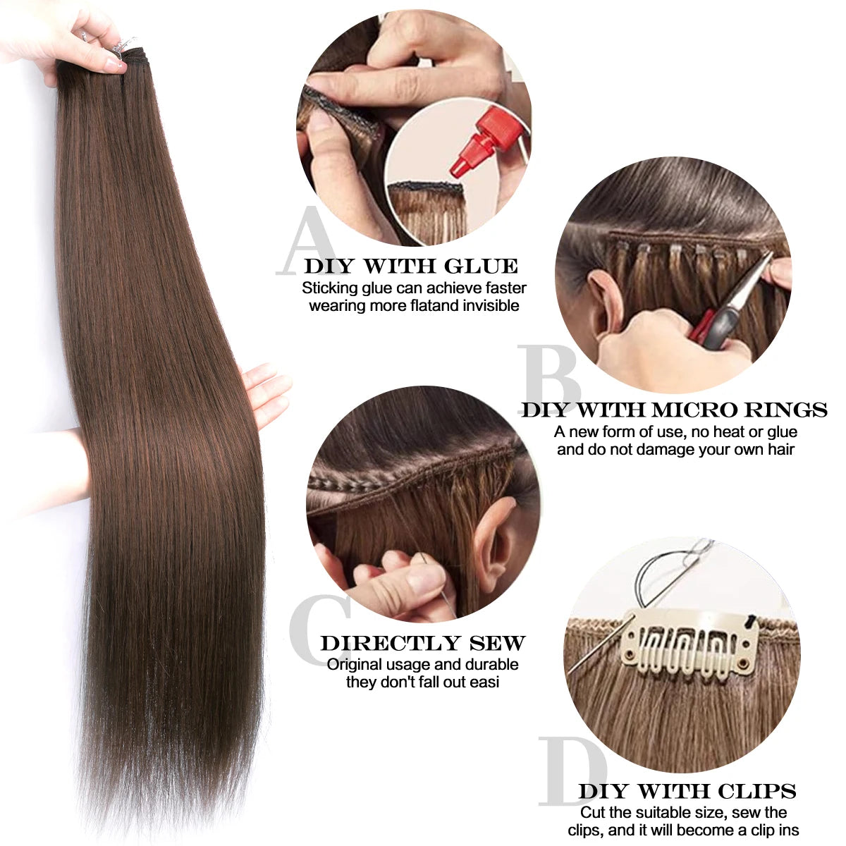 26Inch Synthetic Straight Hair Weave Hair Bundles 150g Natural Long Hair Extensions Yaki Straight Hair Weaving For Women Fake
