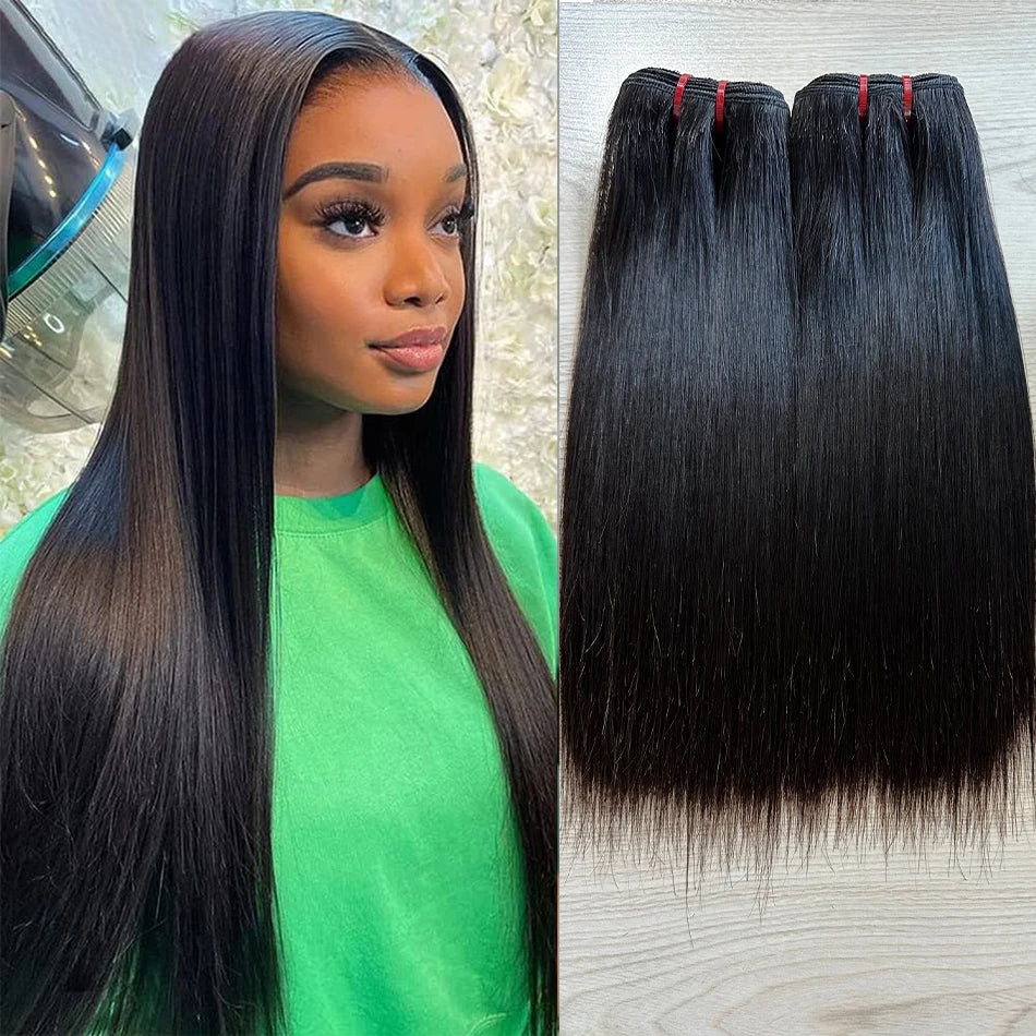 100% Super Double Drawn Human Virgin Hair Silky Straight Bundles 100G Unprocessed Raw Hair Vietnamese Bone Straight Hair Bundles