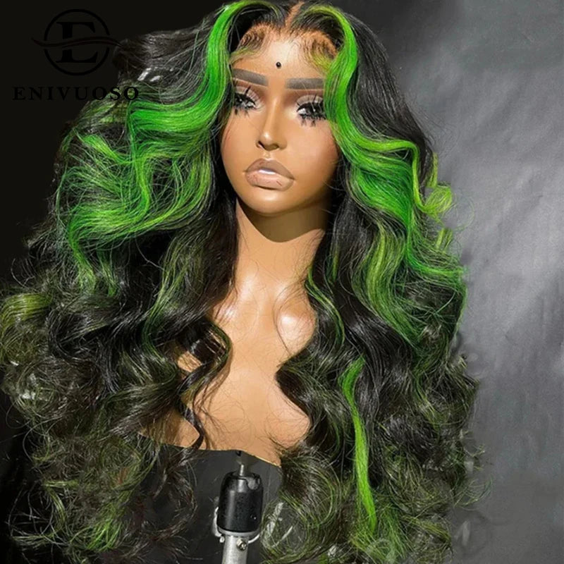 Ombre Burgundy Highlight Synthetic Lace Front Wigs Pre Plucked with Baby Hair Body Wave 13x4 HD Lace Front Wigs for Black Women