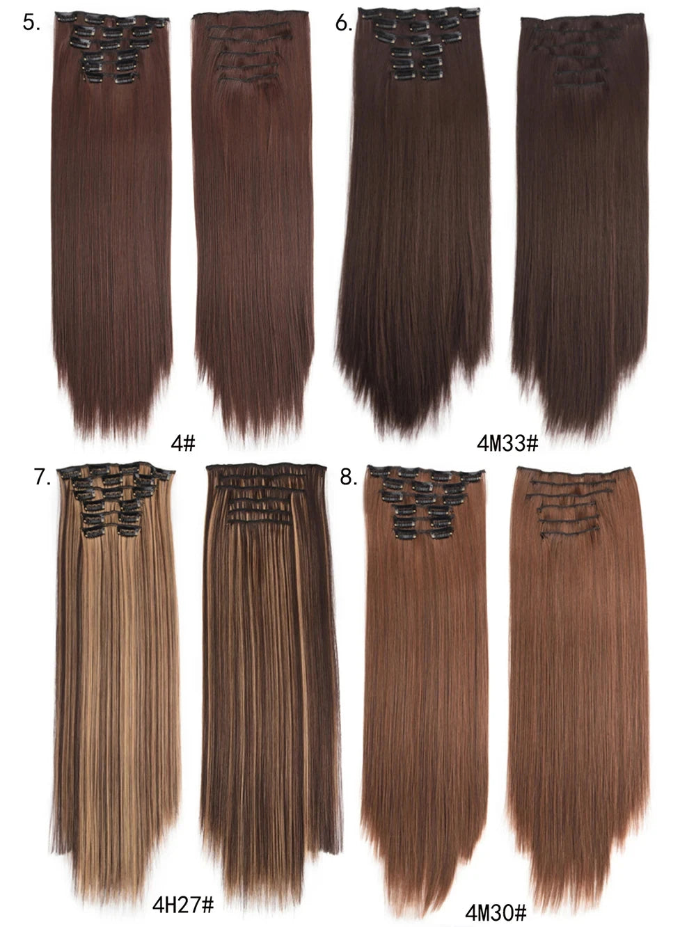 Clip in Hair Extensions Synthetic 24Inch Long Invisible Natural Straight 6 PCS Thick Seamless Clip on Hair Extensions for Women